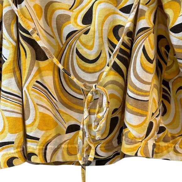 Zoey Beth Plus 3X Yellow Geometric Ruffle Tank Top Sleeveless Casual - Picture 7 of 8